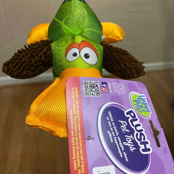 - Happy Tails Duck Dog Toy With Squeaker Very Durable Plush 10” - Picture 3 of 7